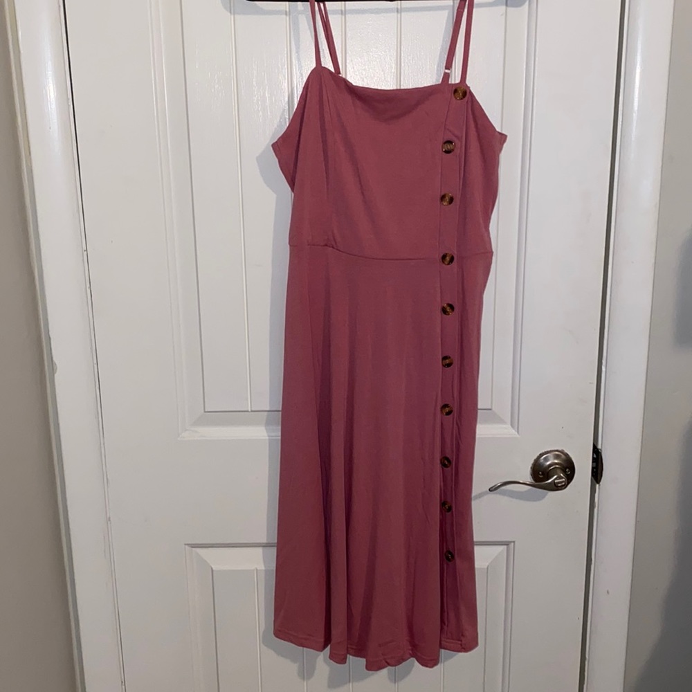 Pink Button Knee Length Sun Dress NEVER WORN TAGS STILL ON Size Medium